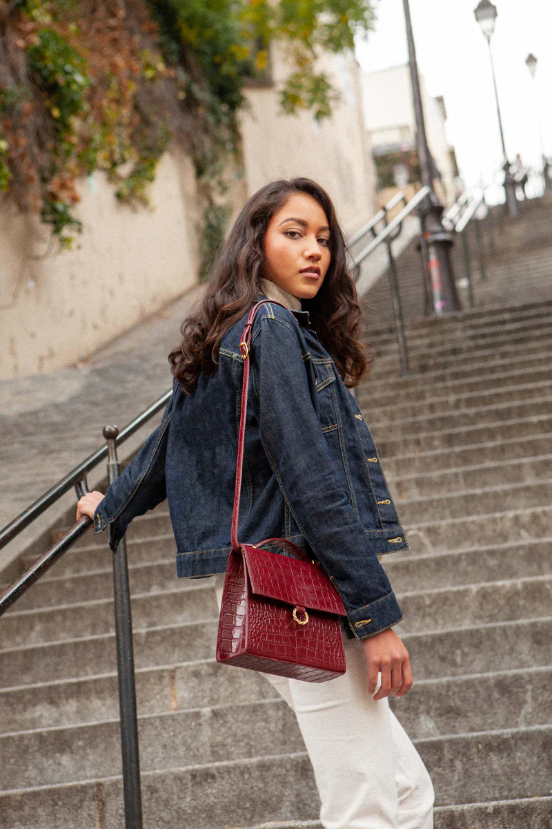 SAC JOSÉPHINE CROCO BORDEAUX - Image 5