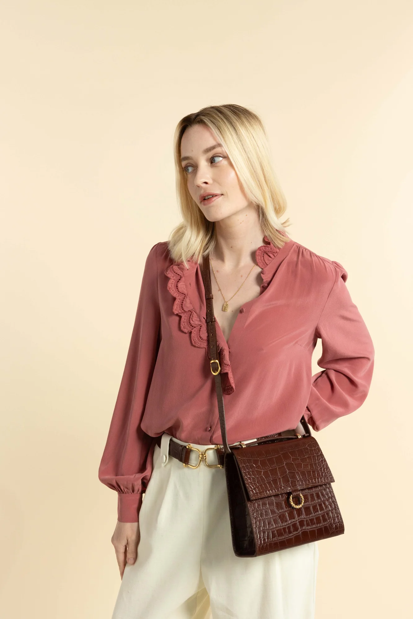 SAC JOSÉPHINE CROCO CHOCOLAT - Image 2