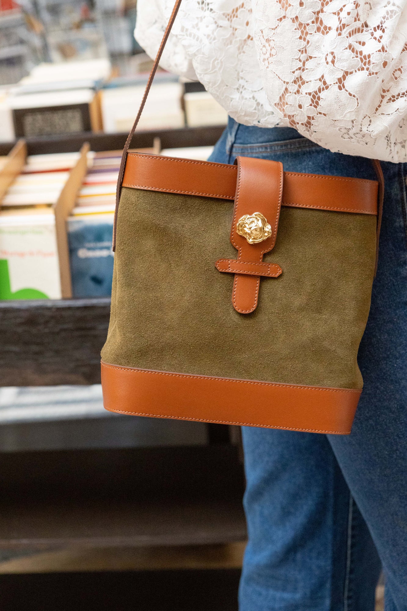 SAC ROSALIE VELOURS OLIVE - Image 3